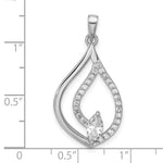 Sterling Silver Rhodium-plated CZ Polished Tear Drop Pendant - Product Photo