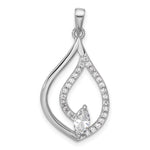 Sterling Silver Rhodium-plated CZ Polished Tear Drop Pendant - Product Photo