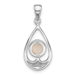 Sterling Silver Rhodium-plated Polished MOP Teardrop Pendant - Product Photo