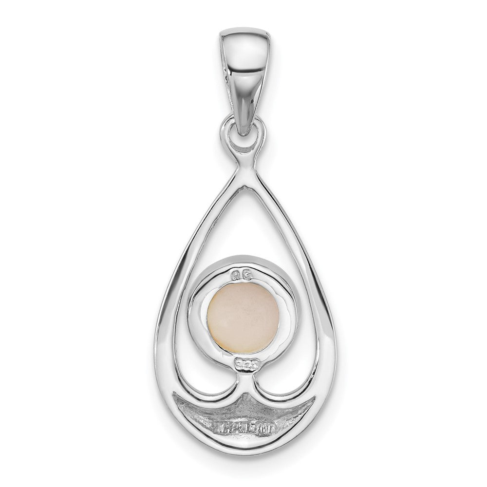 Sterling Silver Rhodium-plated Polished MOP Teardrop Pendant - Product Photo