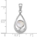 Sterling Silver Rhodium-plated Polished MOP Teardrop Pendant - Product Photo