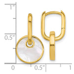 Sterling Silver Gold-plated Mother of Pearl Drop Hinged Hoop Earrings - Product Photo