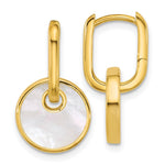 Sterling Silver Gold-plated Mother of Pearl Drop Hinged Hoop Earrings - Product Photo