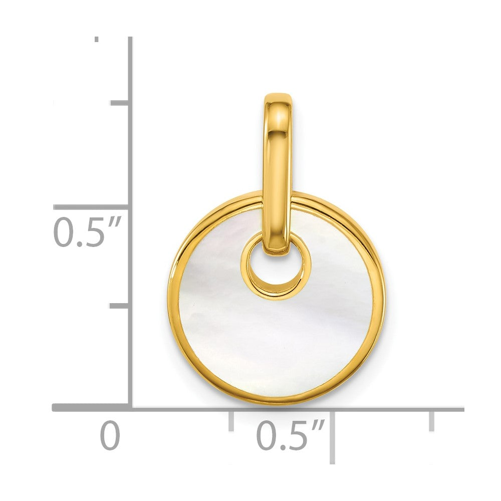Sterling Silver Gold-plated Mother of Pearl Drop Pendant - Product Photo