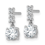 Sterling Silver Rhodium-plated Polished CZ Post Dangle Earrings - Product Photo