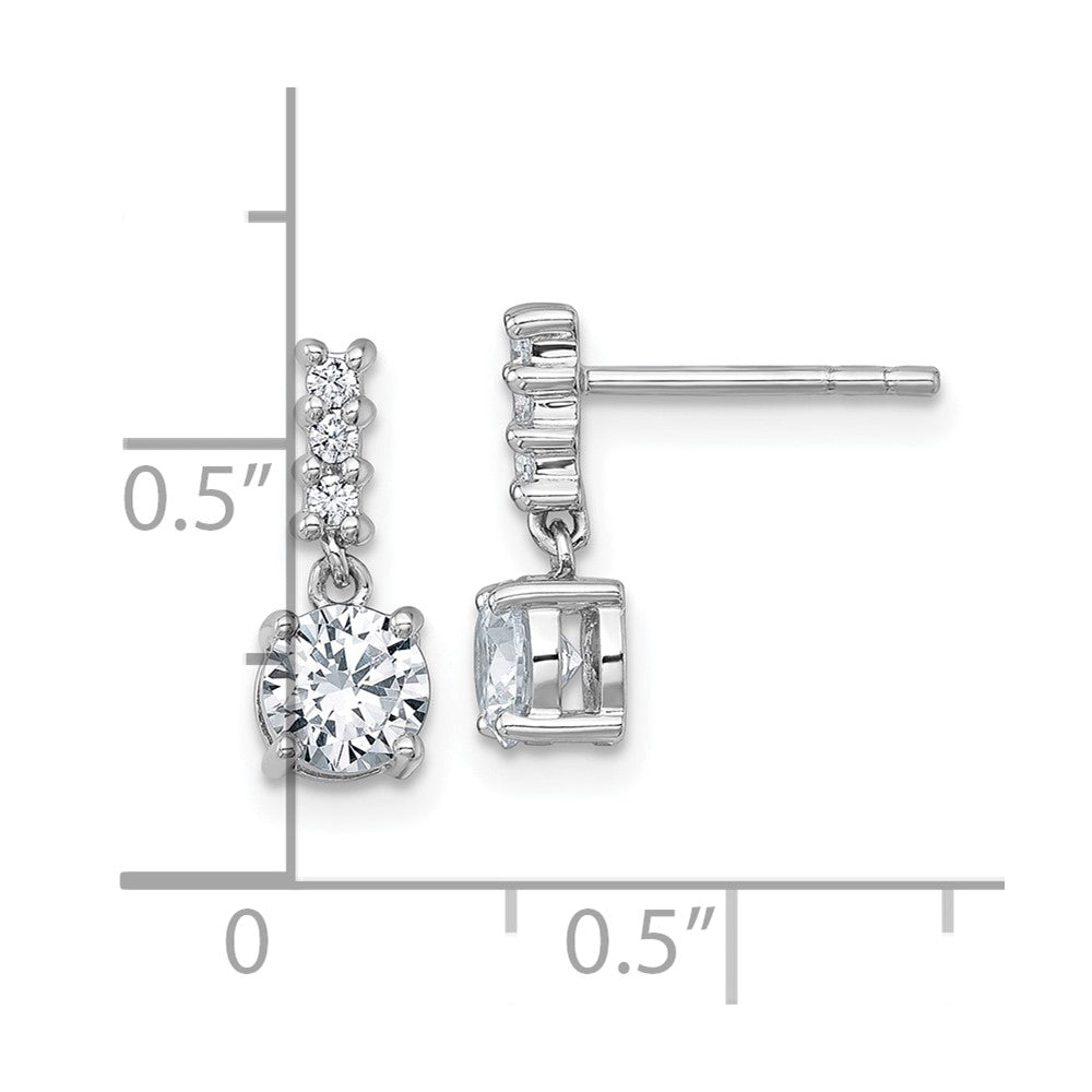 Sterling Silver Rhodium-plated Polished CZ Post Dangle Earrings - Product Photo