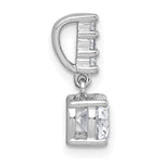 Sterling Silver RH-plated Polished CZ Dangling Chain Slide Pendant - Product Photo