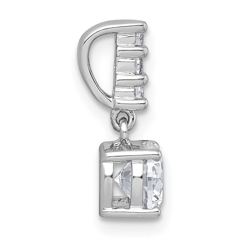 Sterling Silver RH-plated Polished CZ Dangling Chain Slide Pendant - Product Photo