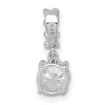 Sterling Silver RH-plated Polished CZ Dangling Chain Slide Pendant - Product Photo