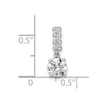 Sterling Silver RH-plated Polished CZ Dangling Chain Slide Pendant - Product Photo