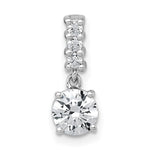 Sterling Silver RH-plated Polished CZ Dangling Chain Slide Pendant - Product Photo