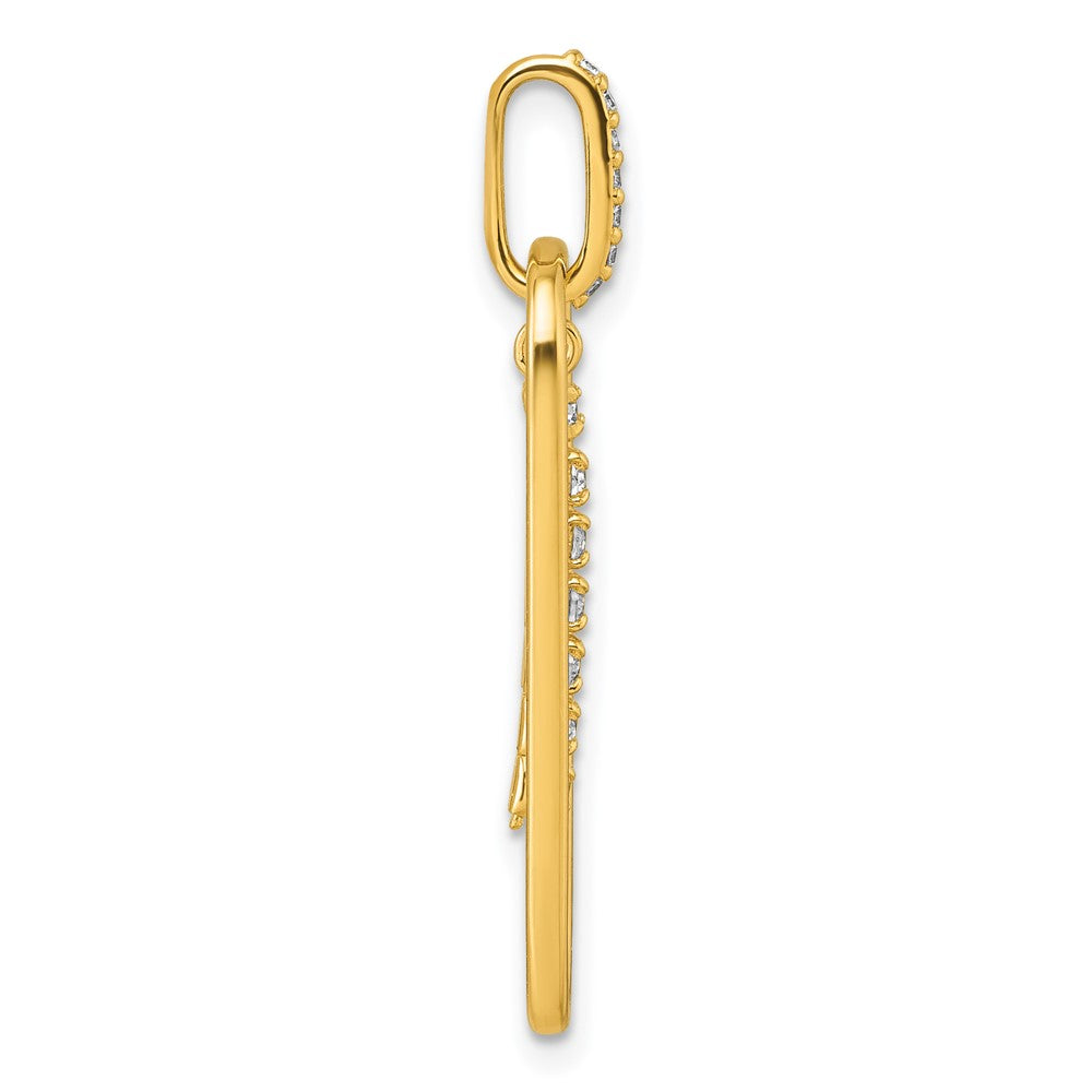 Sterling Silver Gold-tone White CZ Dangle Pendant - Product Photo