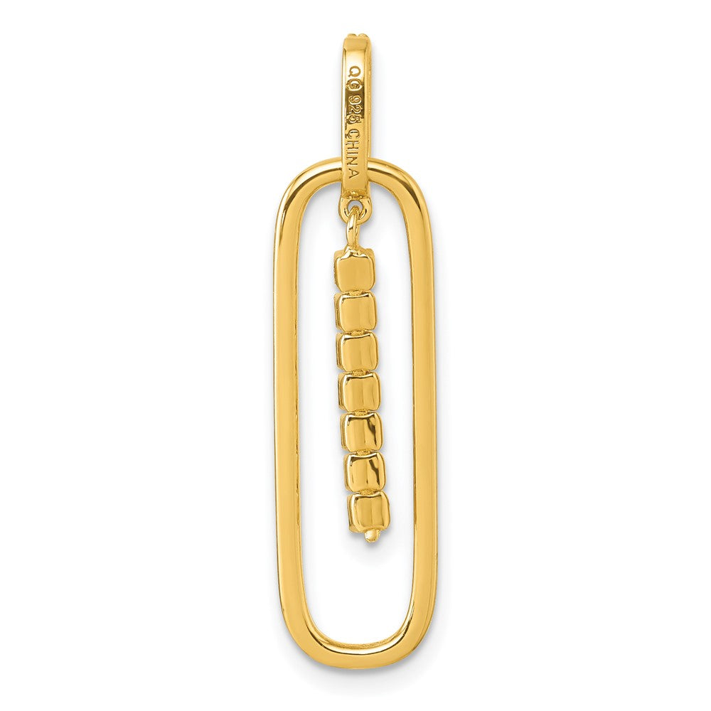 Sterling Silver Gold-tone White CZ Dangle Pendant - Product Photo