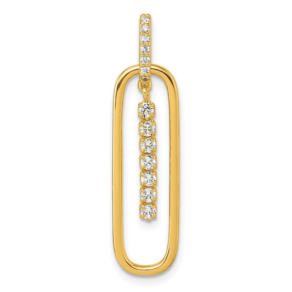 Sterling Silver Gold-tone White CZ Dangle Pendant - Product Photo