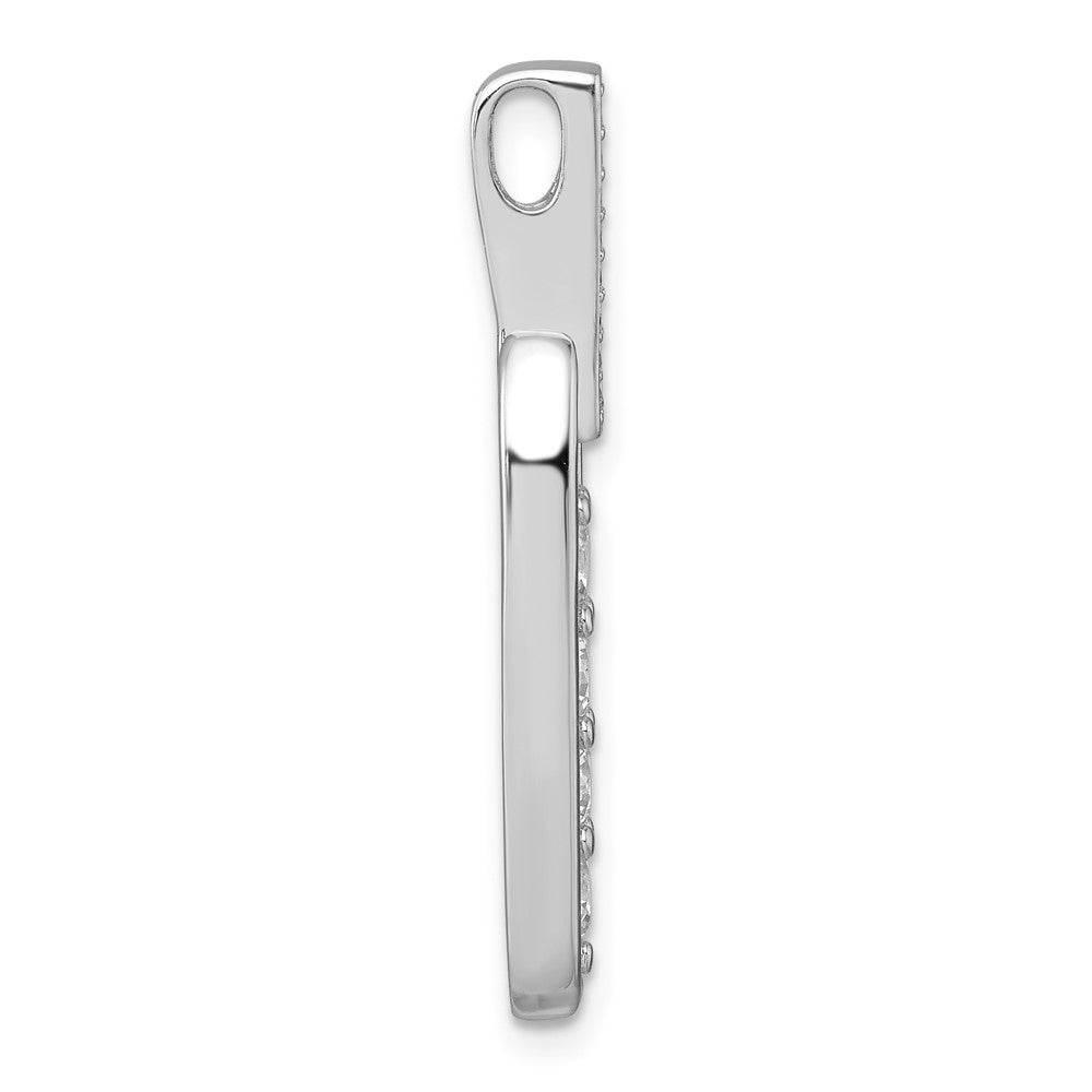 Sterling Silver Rhodium-plated Polished CZ Elongated Oval Pendant - Product Photo