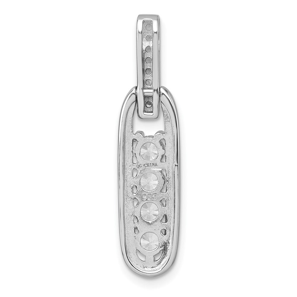 Sterling Silver Rhodium-plated Polished CZ Elongated Oval Pendant - Product Photo