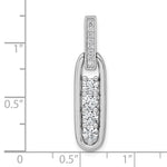 Sterling Silver Rhodium-plated Polished CZ Elongated Oval Pendant - Product Photo