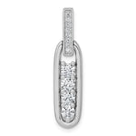 Sterling Silver Rhodium-plated Polished CZ Elongated Oval Pendant - Product Photo