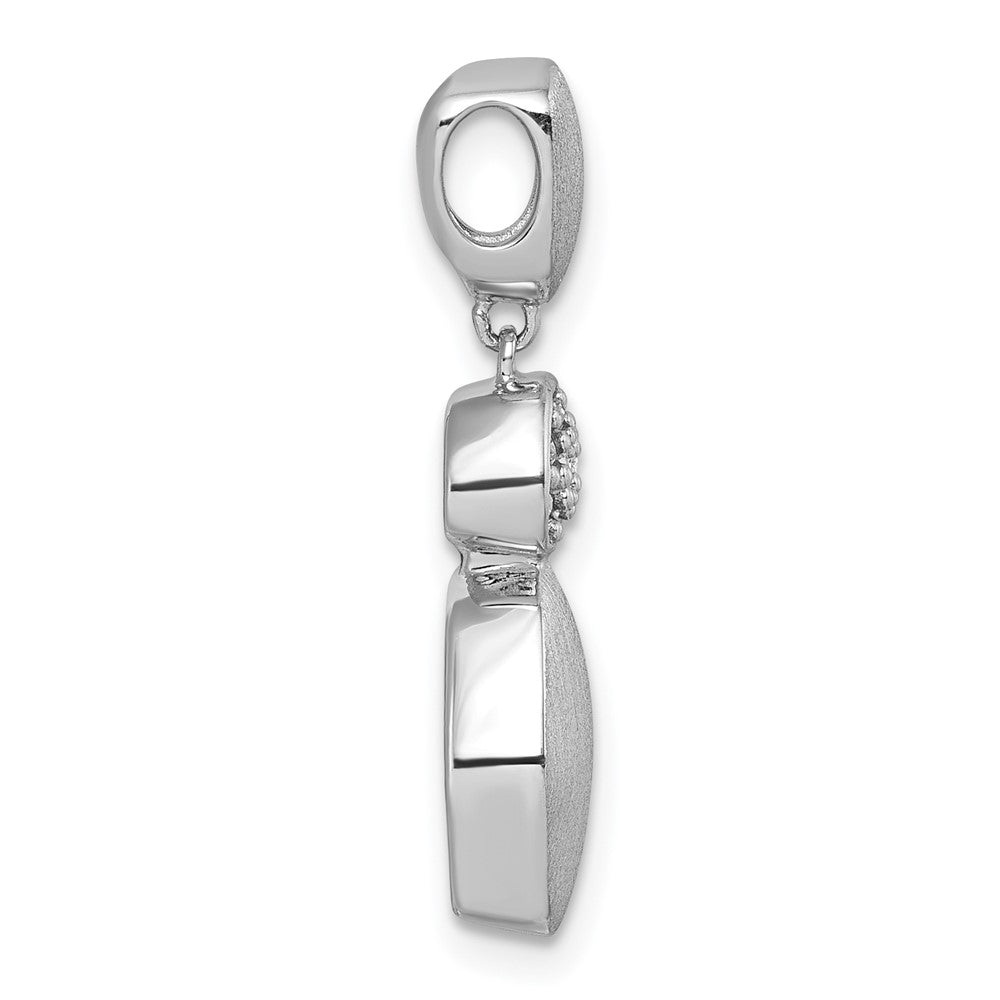 Sterling Silver RH-plated Brush / Polished Crystal Chain Slide Pendant - Product Photo