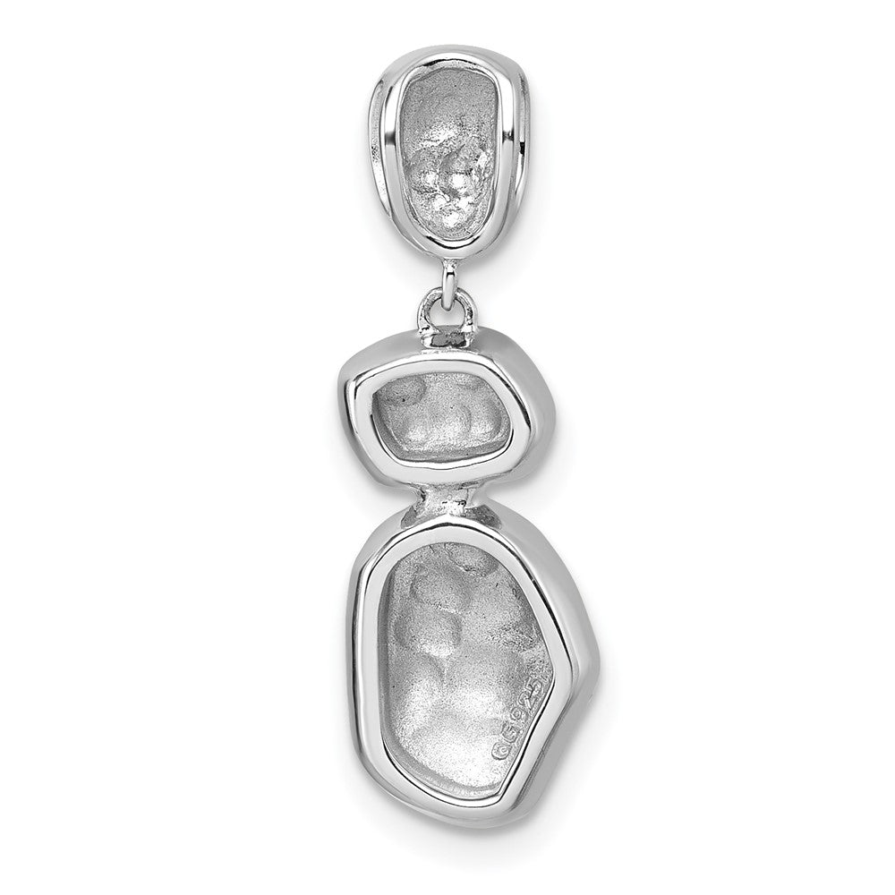 Sterling Silver RH-plated Brush / Polished Crystal Chain Slide Pendant - Product Photo
