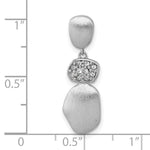Sterling Silver RH-plated Brush / Polished Crystal Chain Slide Pendant - Product Photo