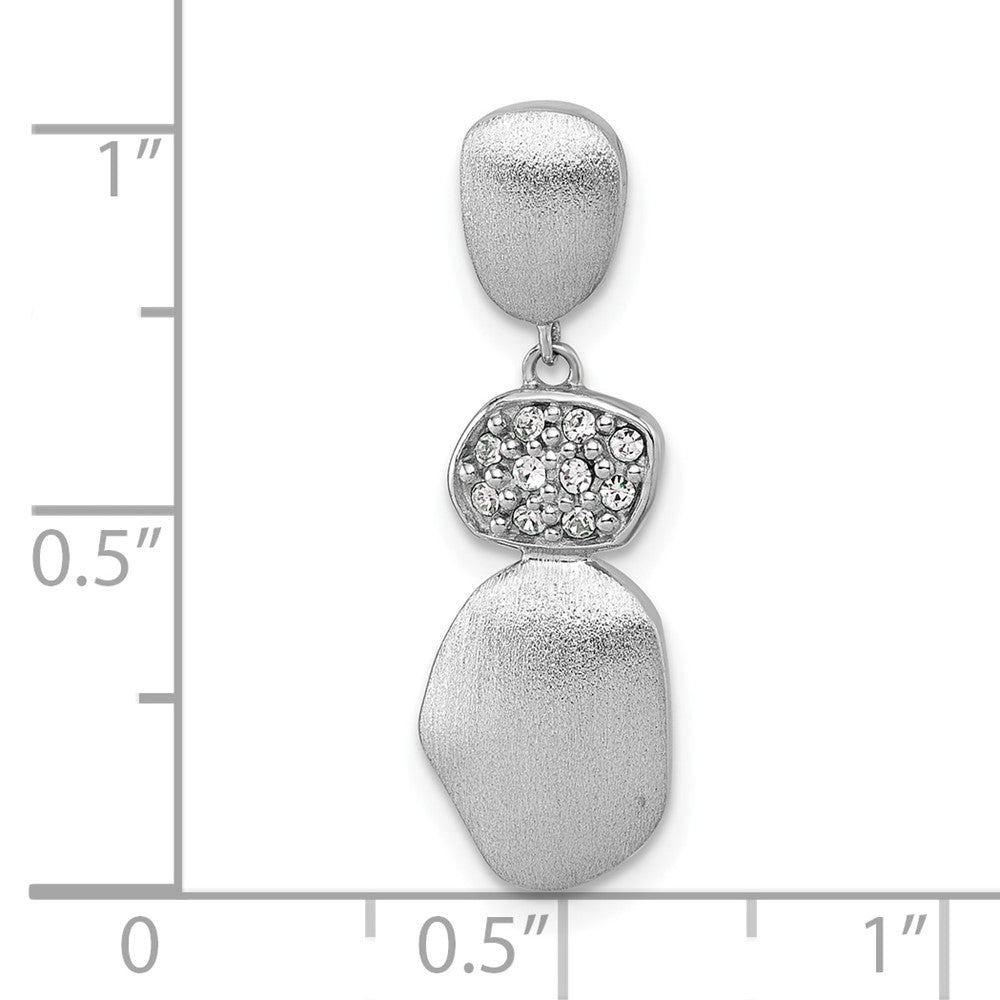 Sterling Silver RH-plated Brush / Polished Crystal Chain Slide Pendant - Product Photo