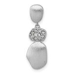 Sterling Silver RH-plated Brush / Polished Crystal Chain Slide Pendant - Product Photo