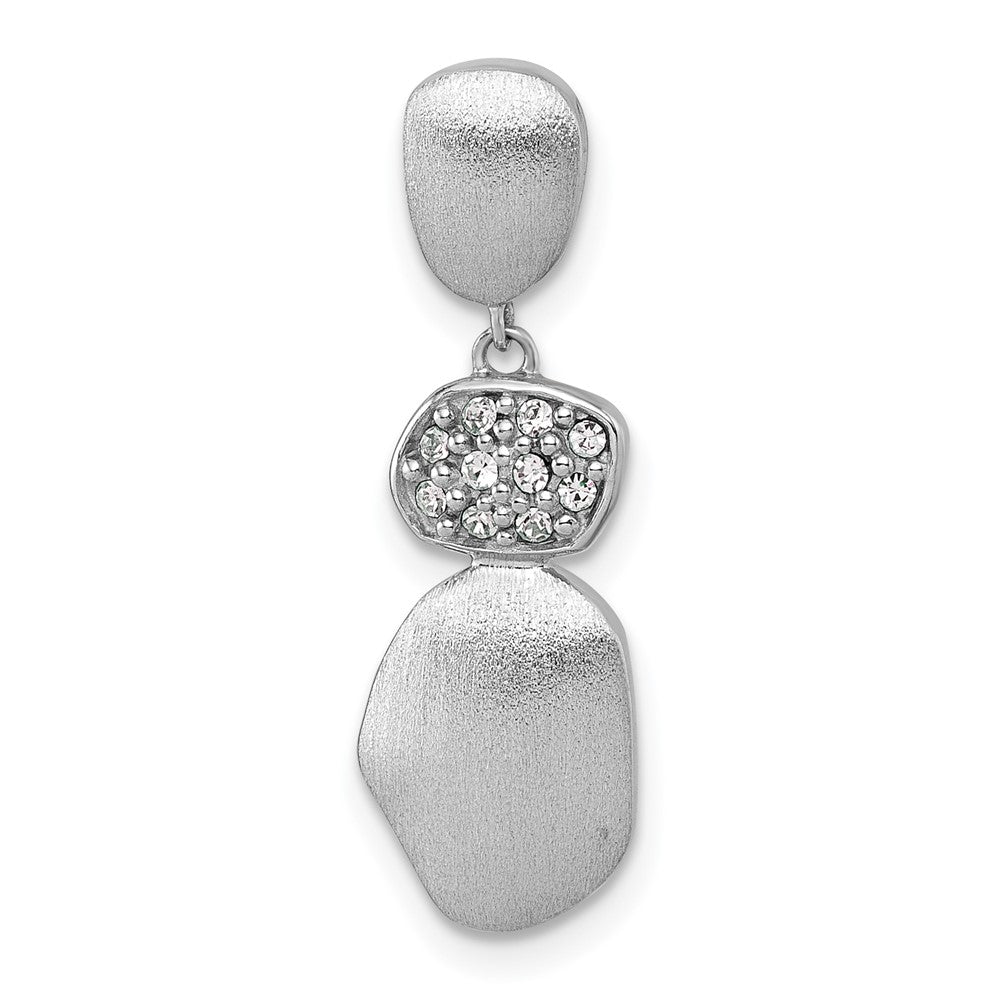 Sterling Silver RH-plated Brush / Polished Crystal Chain Slide Pendant - Product Photo