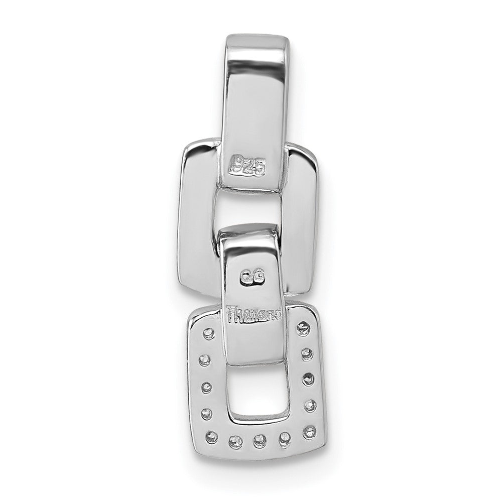 Sterling Silver Rhodium-plated CZ Double Square Pendant - Product Photo