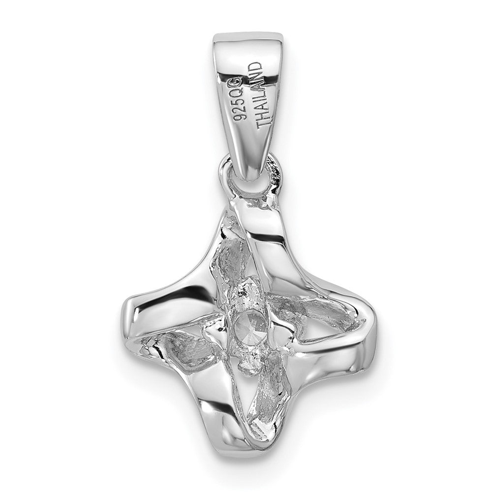 Sterling Silver Rhodium-plated Polished CZ Pendant - Product Photo