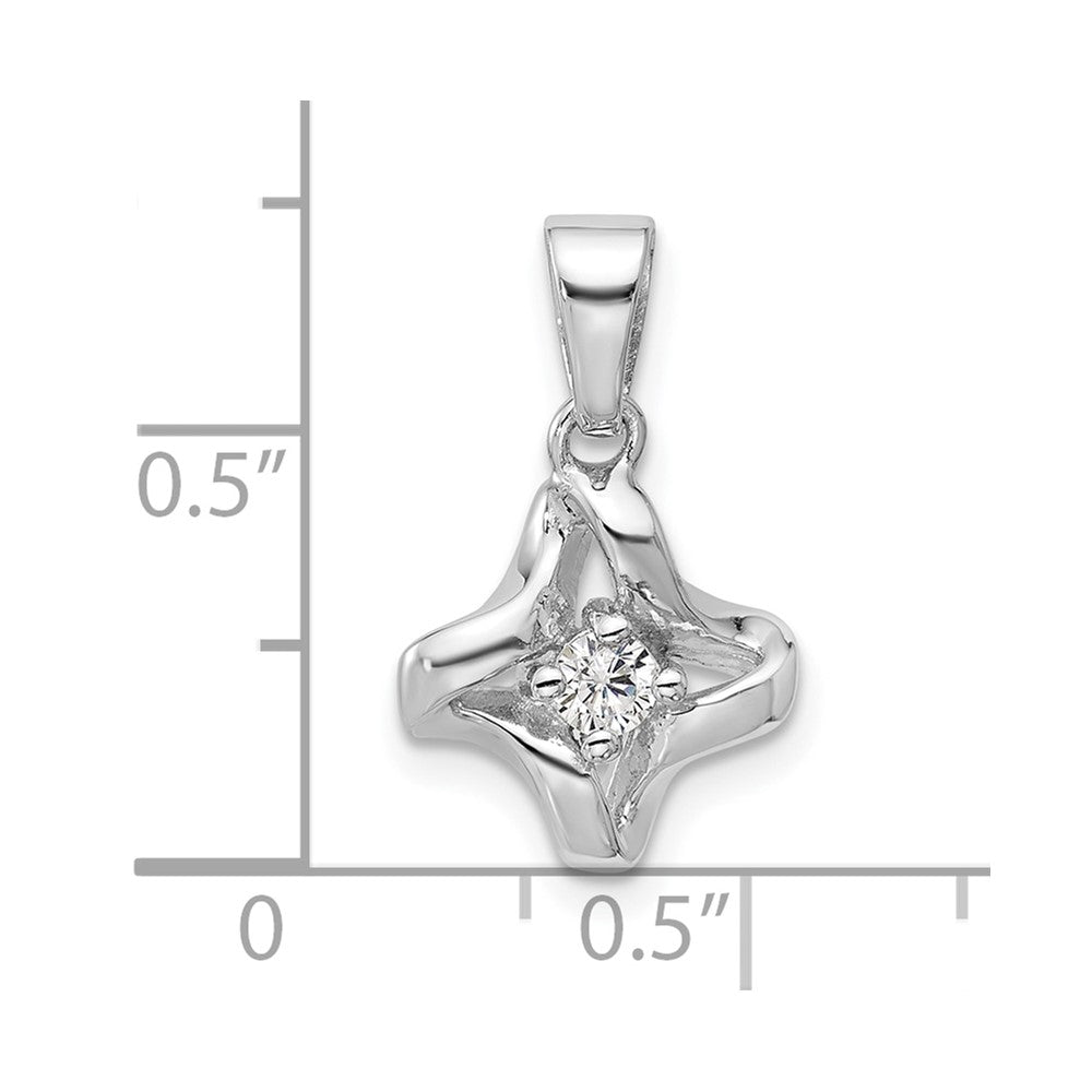 Sterling Silver Rhodium-plated Polished CZ Pendant - Product Photo
