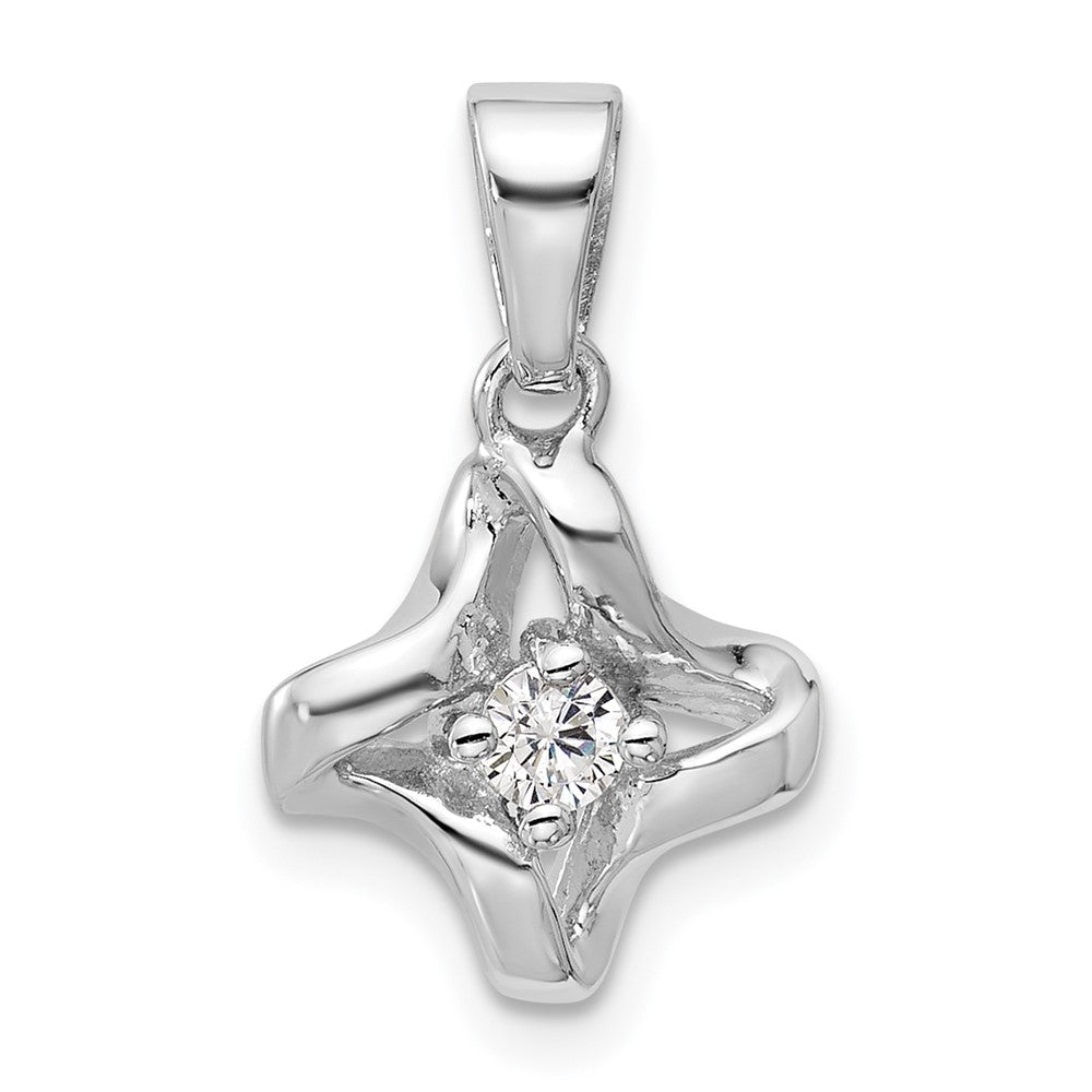 Sterling Silver Rhodium-plated Polished CZ Pendant - Product Photo