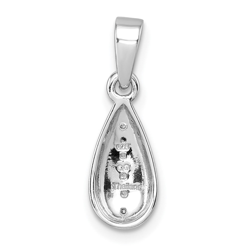 Sterling Silver Rhodium-plated Polished CZ Teardrop Pendant - Product Photo