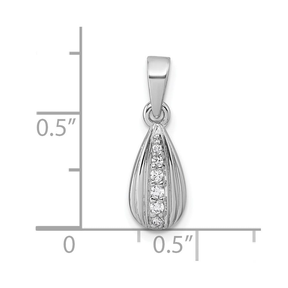 Sterling Silver Rhodium-plated Polished CZ Teardrop Pendant - Product Photo