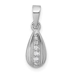 Sterling Silver Rhodium-plated Polished CZ Teardrop Pendant - Product Photo