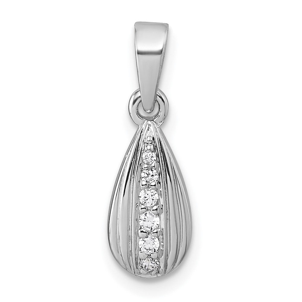 Sterling Silver Rhodium-plated Polished CZ Teardrop Pendant - Product Photo