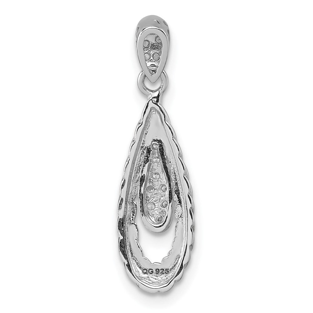 Sterling Silver Rhodium-plated Polished CZ Teardrop Pendant - Product Photo