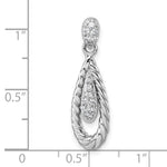 Sterling Silver Rhodium-plated Polished CZ Teardrop Pendant - Product Photo