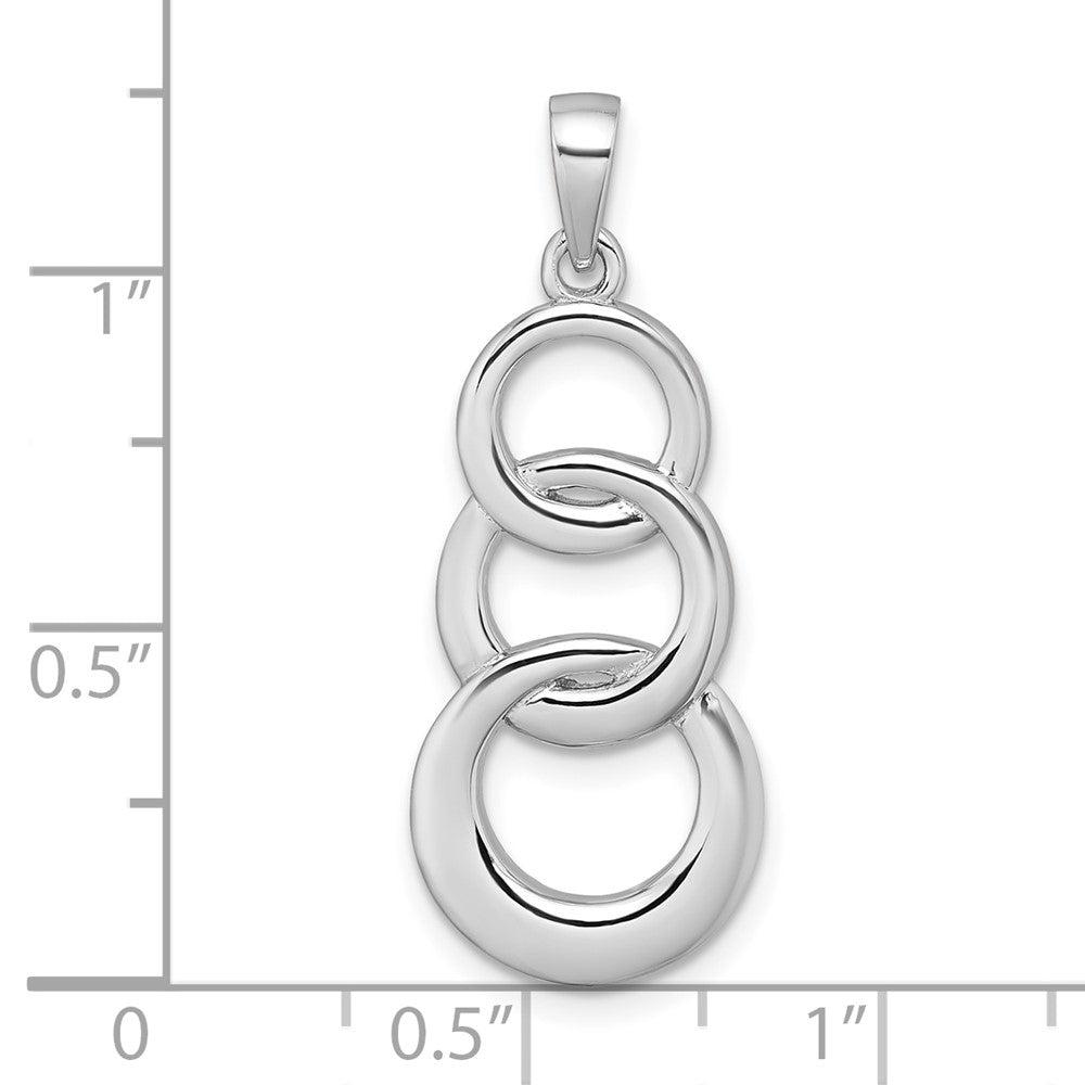 Sterling Silver Rhodium-plated Polished 3 Circle Pendant - Product Photo