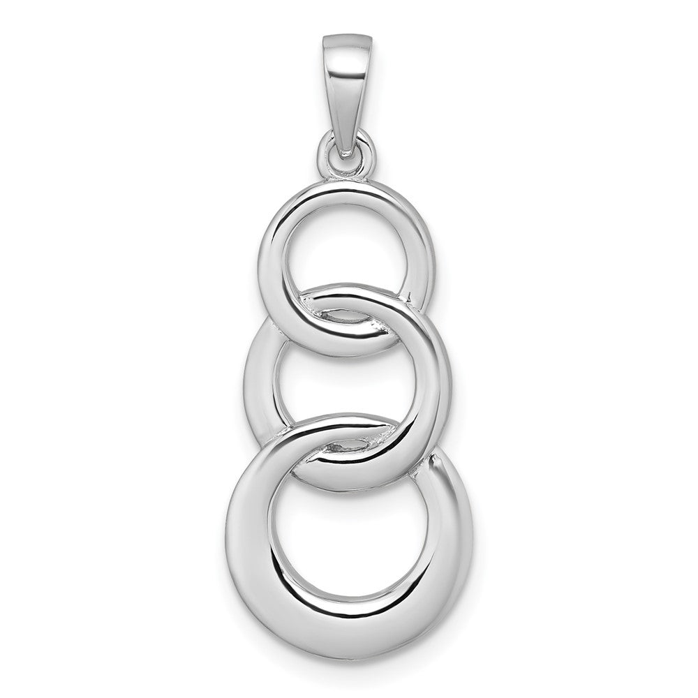 Sterling Silver Rhodium-plated Polished 3 Circle Pendant - Product Photo