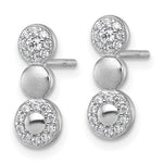 Sterling Silver Rhodium-plated Polished and Satin CZ Circles Post Earrings - Product Photo