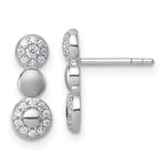 Sterling Silver Rhodium-plated Polished and Satin CZ Circles Post Earrings - Product Photo
