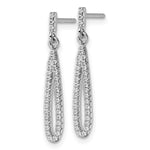 Sterling Silver Rhodium-plated CZ Post Dangle Earrings - Product Photo