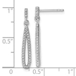 Sterling Silver Rhodium-plated CZ Post Dangle Earrings - Product Photo