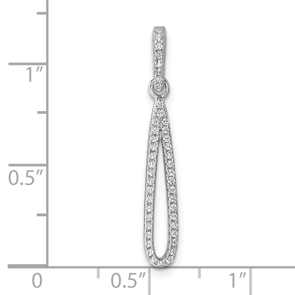 Sterling Silver Rhodium-plated CZ Dangle Pendant - Product Photo