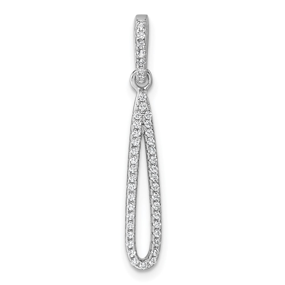 Sterling Silver Rhodium-plated CZ Dangle Pendant