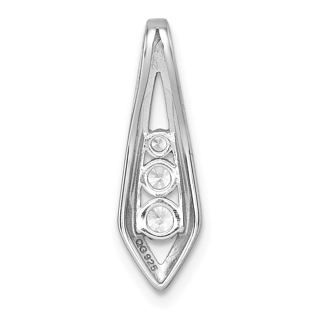 Sterling Silver Rhodium-plated Polished Fancy CZ Chain Slide Pendant - Product Photo