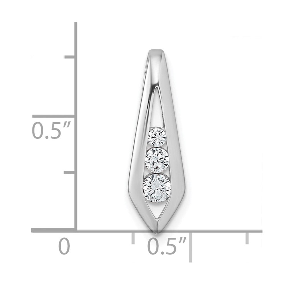 Sterling Silver Rhodium-plated Polished Fancy CZ Chain Slide Pendant - Product Photo