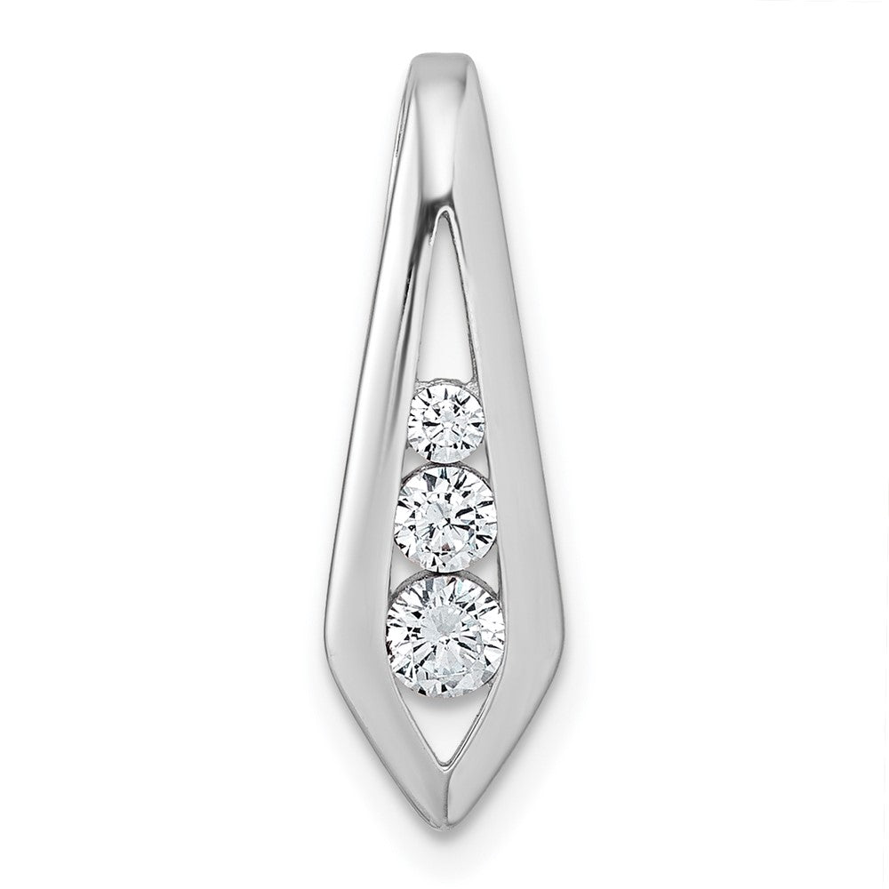 Sterling Silver Rhodium-plated Polished Fancy CZ Chain Slide Pendant - Product Photo