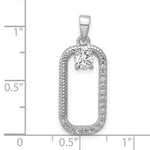 Sterling Silver Rhodium-plated CZ Textured Rectangle Pendant - Product Photo